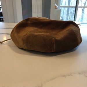 Helen Kaminski Australia Leather Calf Suede Beanie Hat Vintage Brown Medium